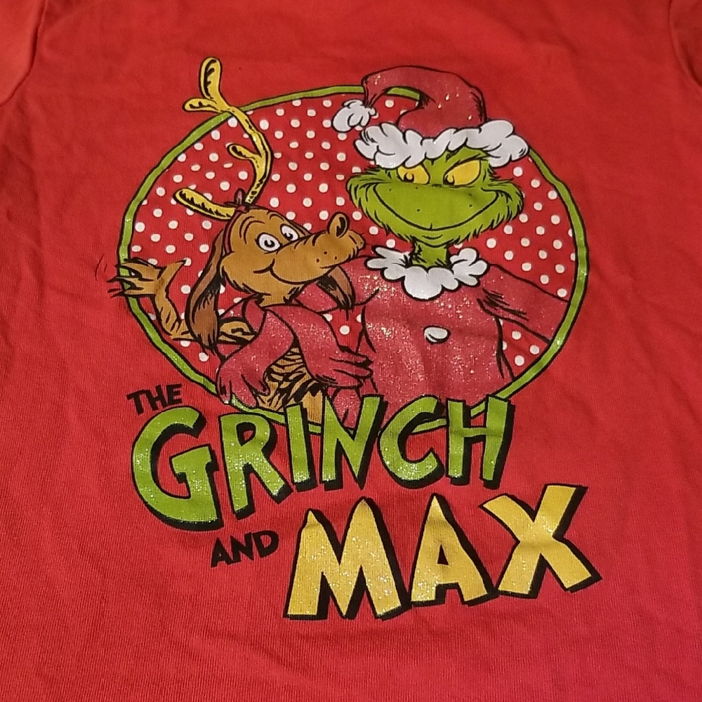 Grinch and Max Kids Red Christmas Shirt Size 6x